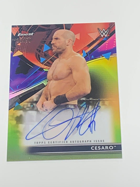 Cesaro 2021 WWE Topps Finest Gold REFRACTOR On Card Auto #/50