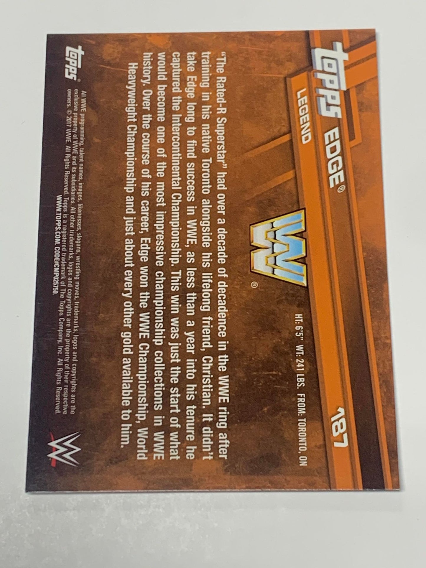 Edge 2017 WWE Topps Card #187