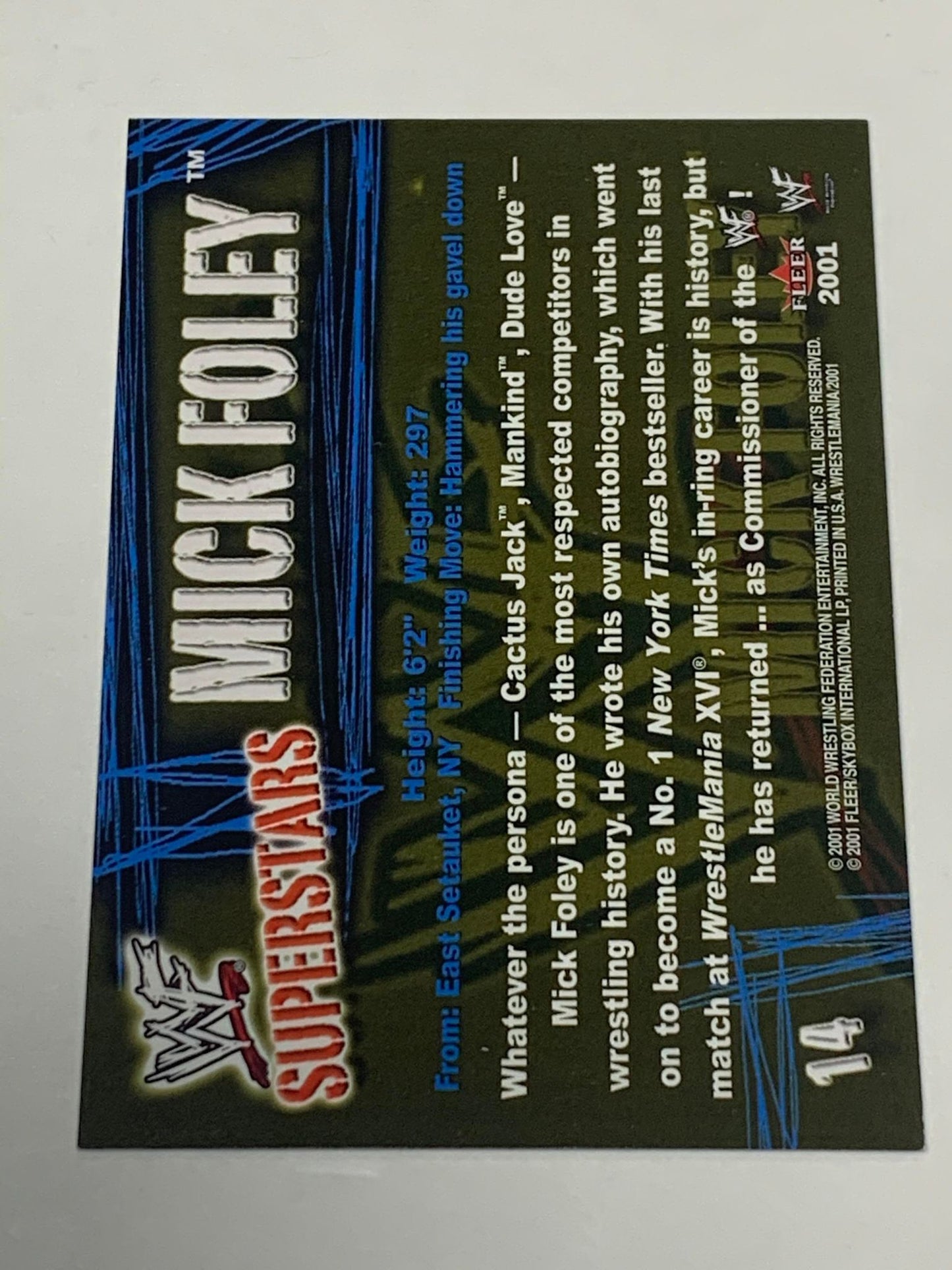 Mick Foley 2001 WWE Fleer Championship Gold Superstars #14