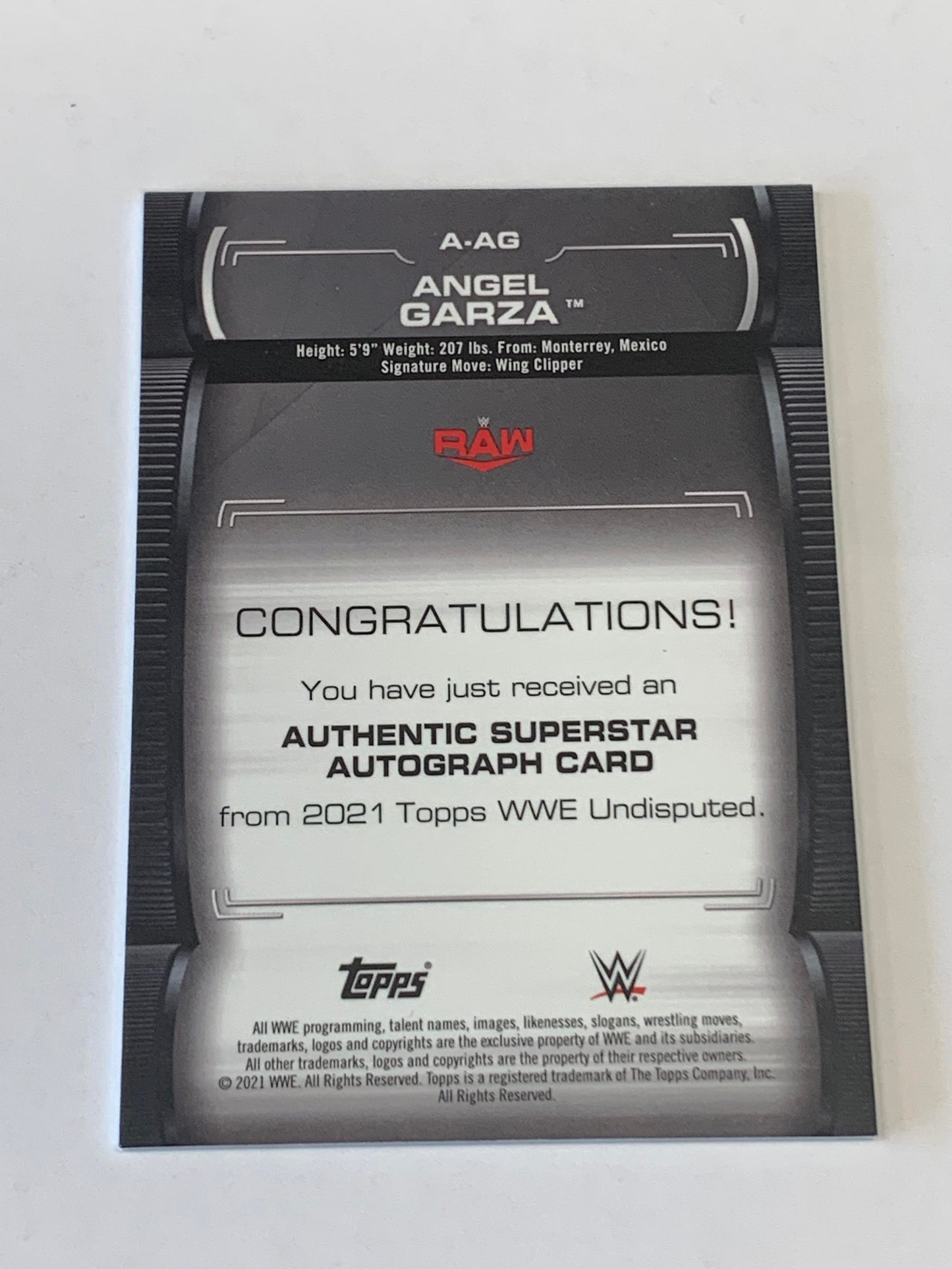 Angel Garza 2021 WWE Topps Undisputed Blue On Card Signed #/25