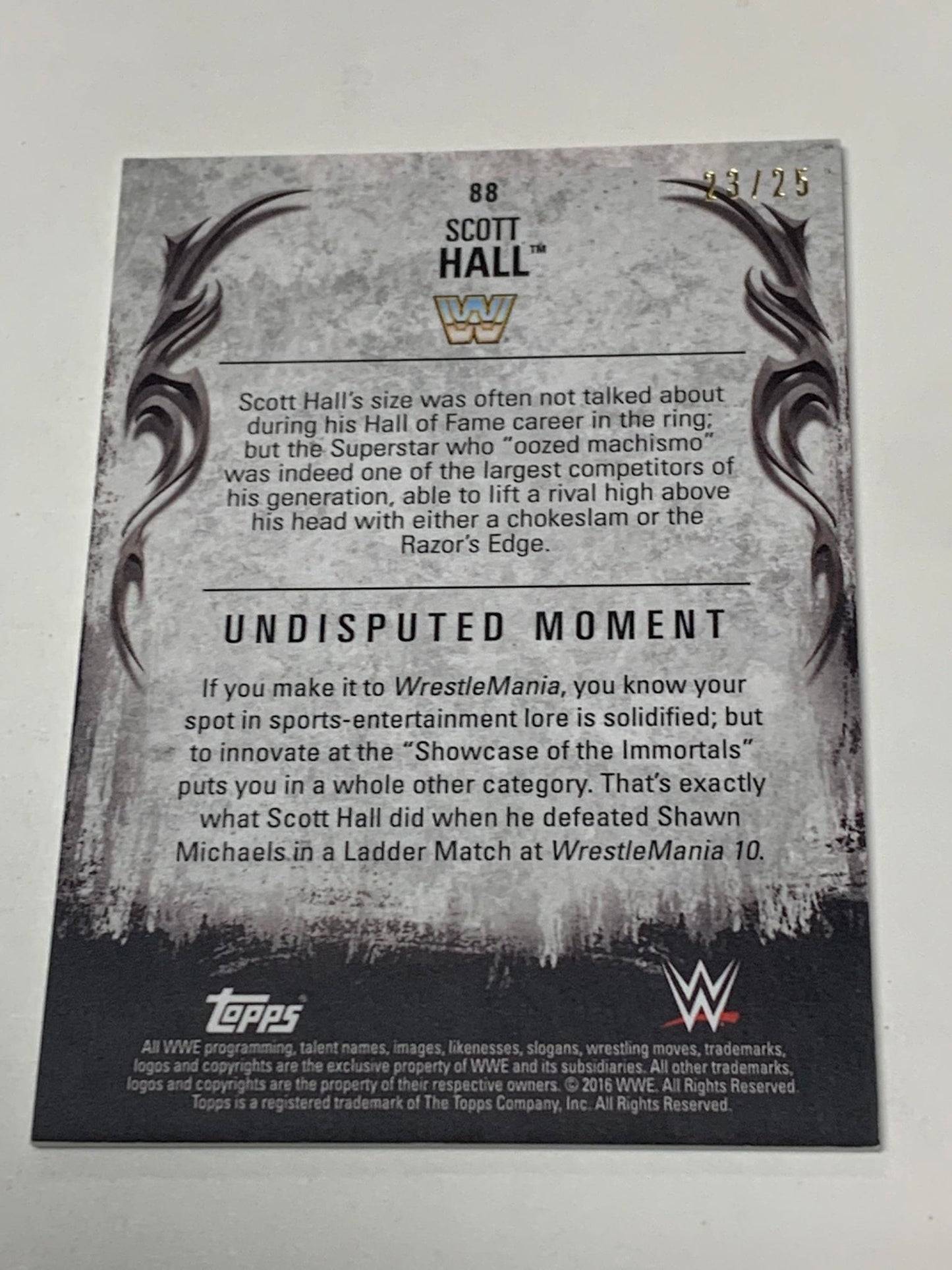 Scott Hall 2016 WWE Undisputed Parallel Card #88 #/25