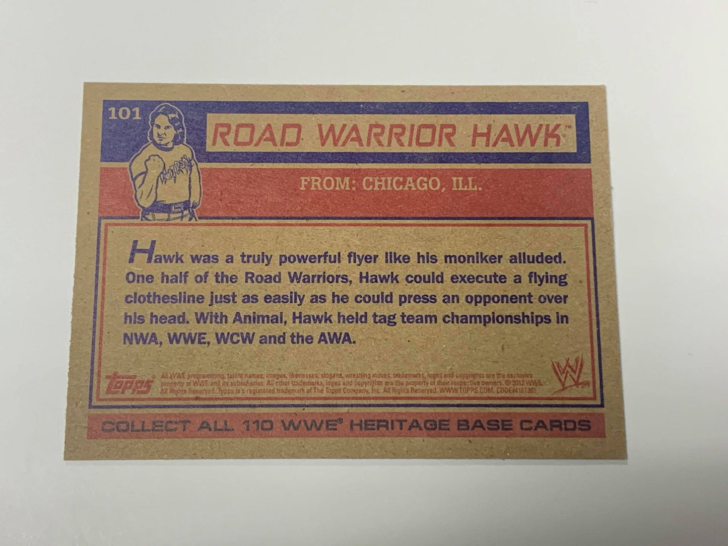 Road Warrior Hawk WWE 2012 Topps Card #101