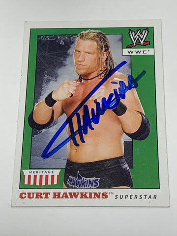 Curt Hawkins 2008 WWE Topps Heritage SIGNED Card #13