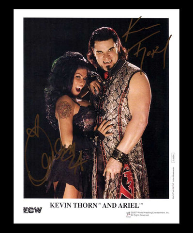 Kevin Thorn & Ariel Dual Signed Photo COA 8.5x11 Size