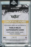 2021 Topps WWE Fully Loaded AJ Styles Table Relic Patch Signed #/75