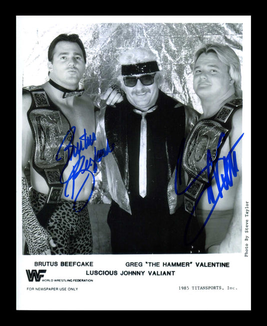 Greg Valentine & Brutus Beefcake Pose 2 Dual Signed Photo COA