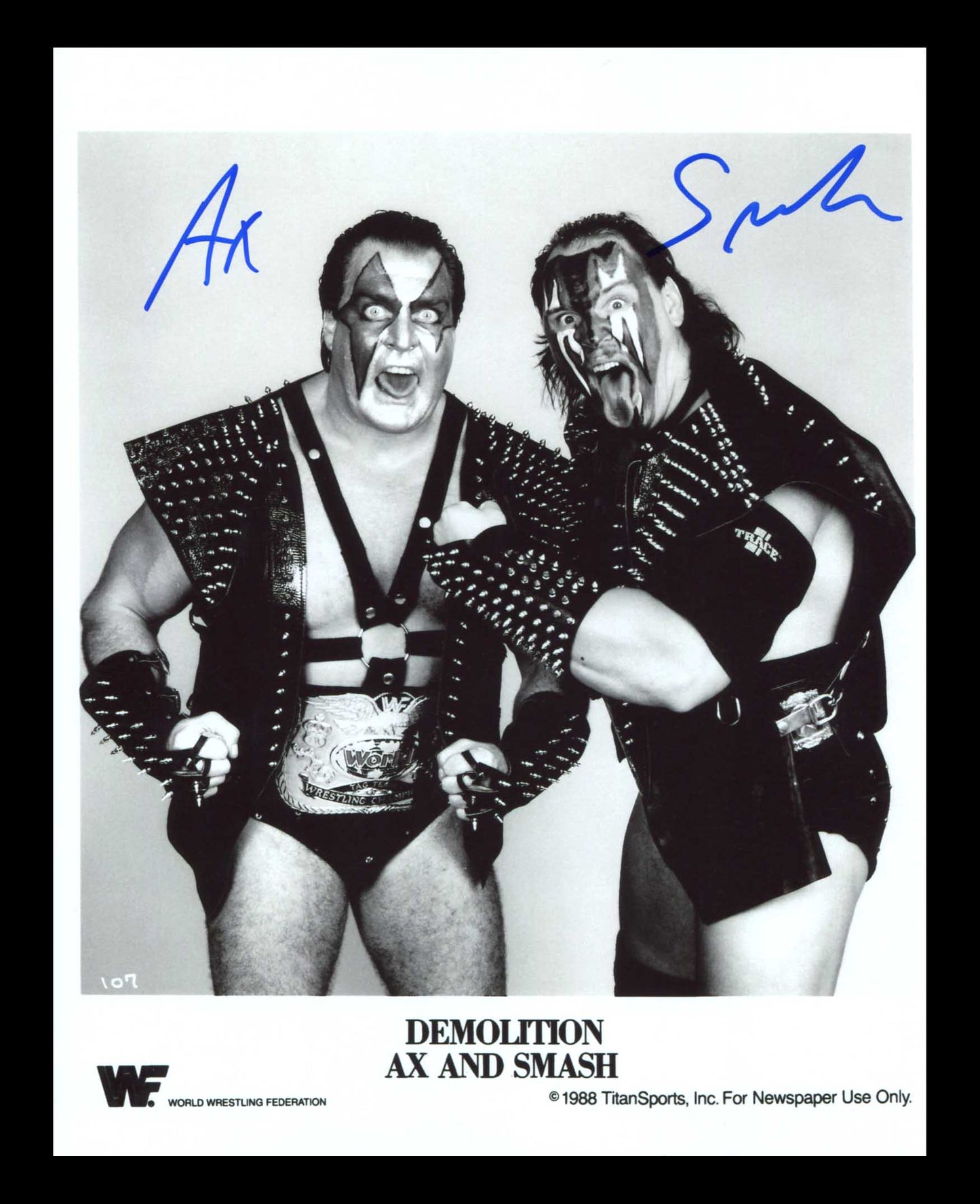 Demolition Ax & Smash Pose 8 Dual Signed Photo COA