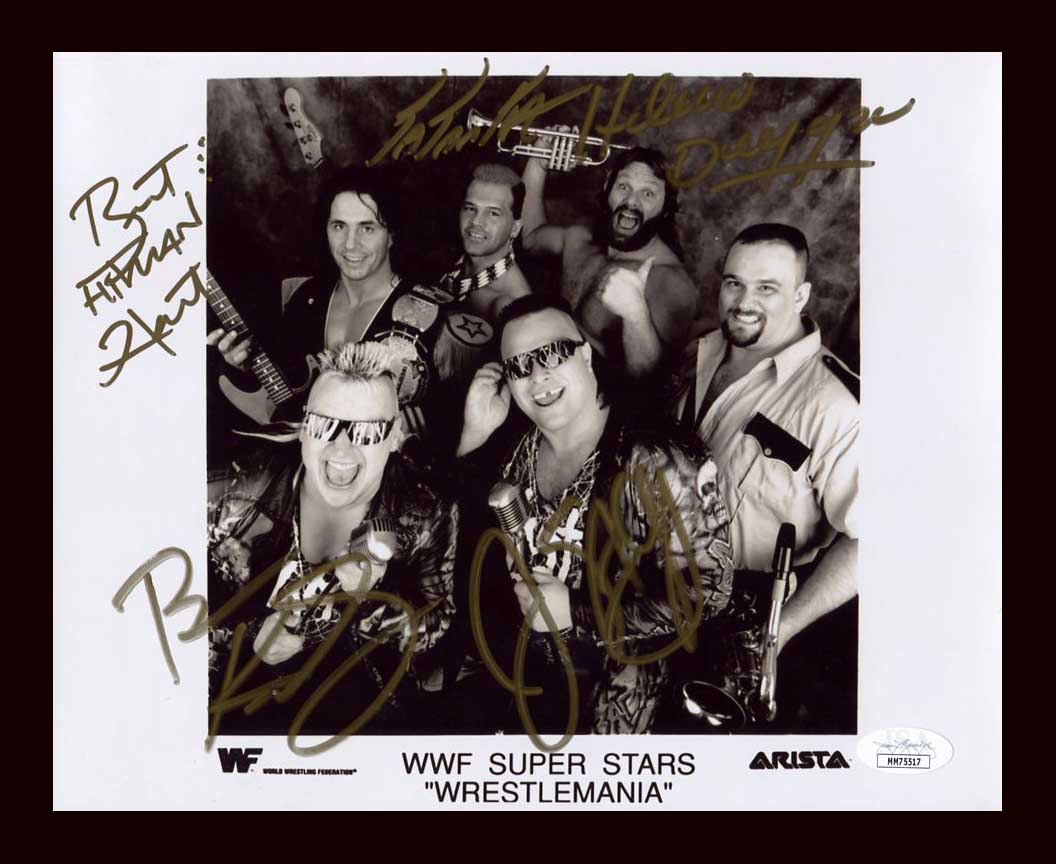 Bret Hart Tatanka Jim Duggan Nasty Boys Super Stars Signed Photo JSA