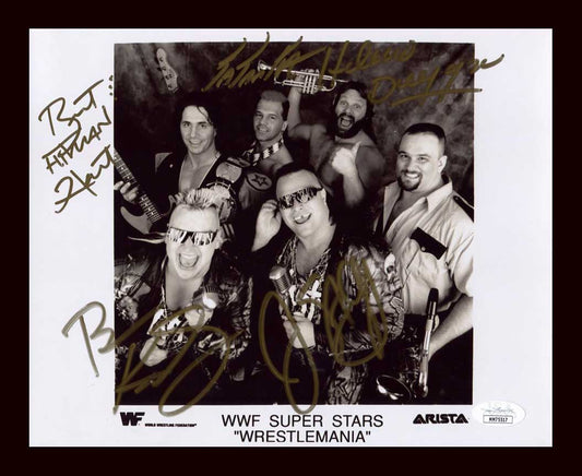Bret Hart Tatanka Jim Duggan Nasty Boys Super Stars Signed Photo JSA