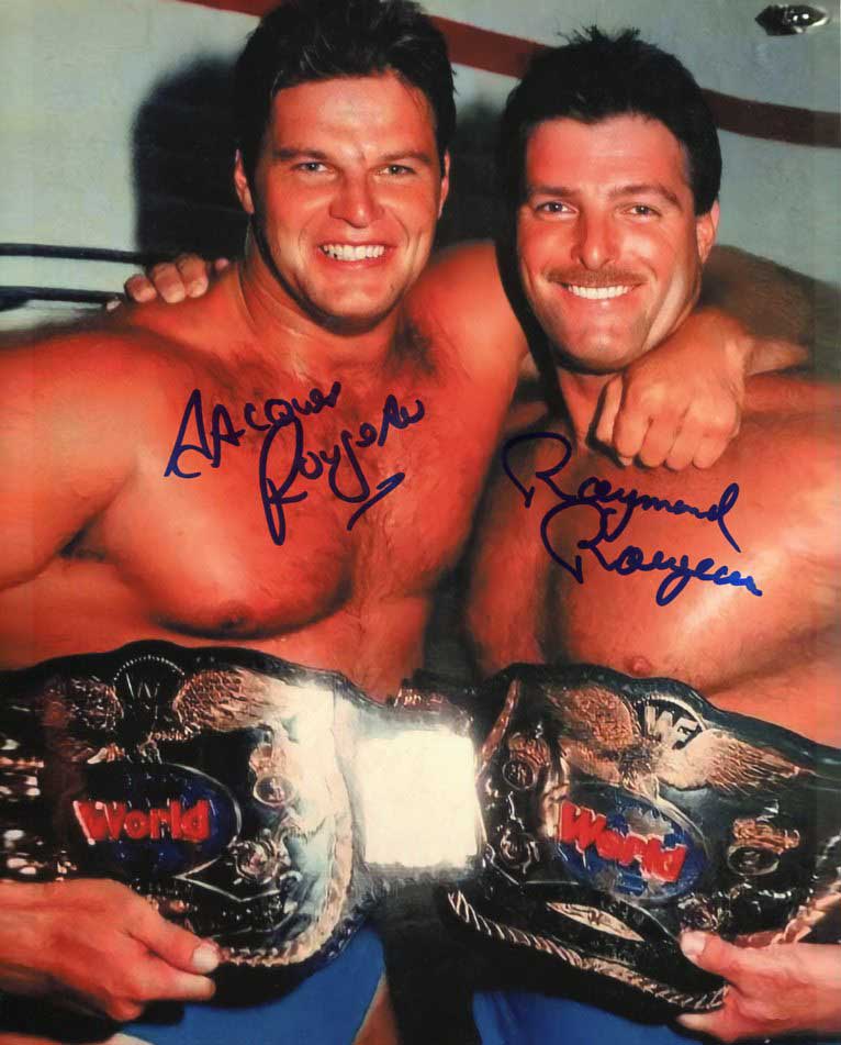 The Rougeau's The Fabulous Rougeau Brothers (Jacques Raymond) Pose 4 Signed Photo CO ...