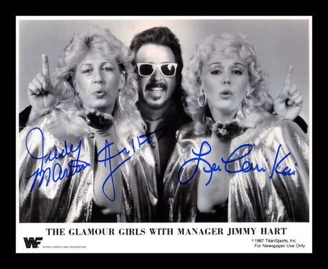 Jimmy Hart & The Glamour Girls Triple Signed Photo COA