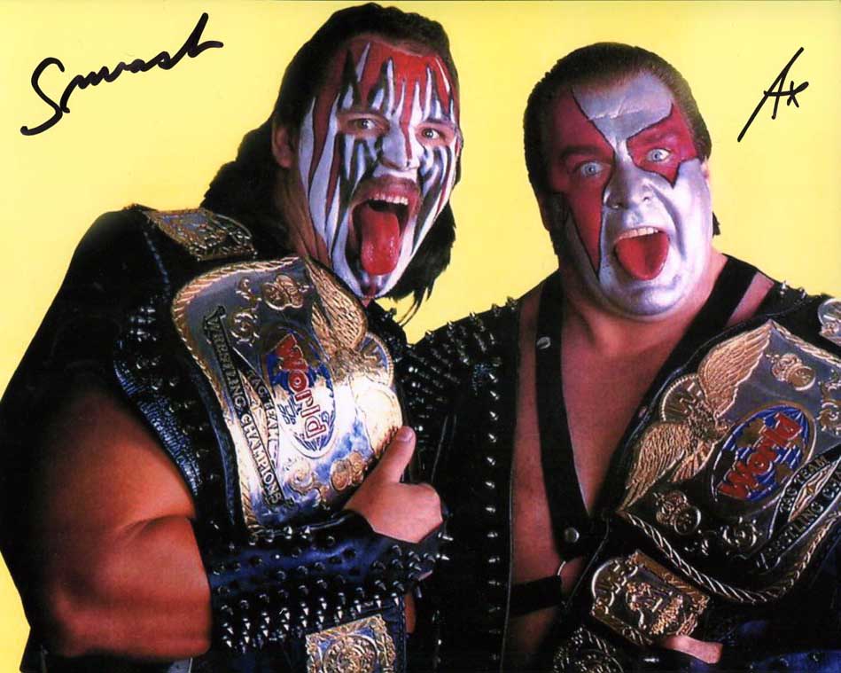 Demolition Ax & Smash Pose 5 Dual Signed Photo COA