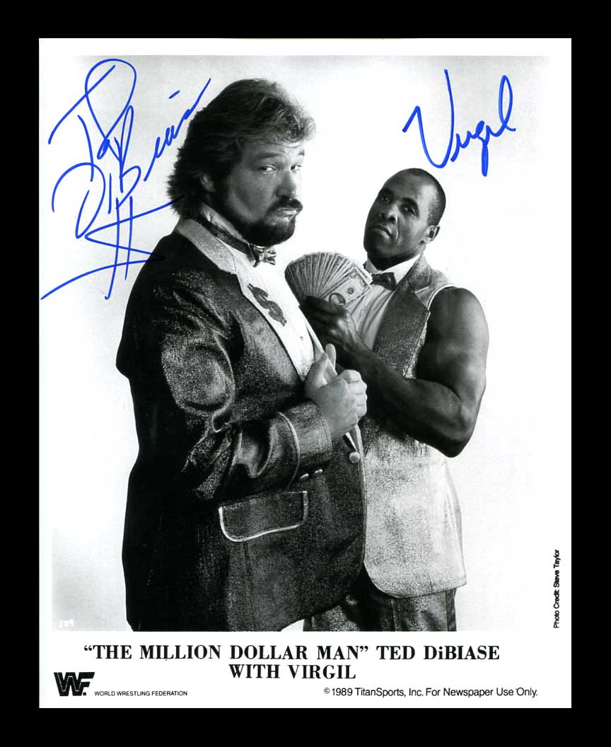 Ted Dibiase & Virgil Pose 2 Dual Signed Photo COA