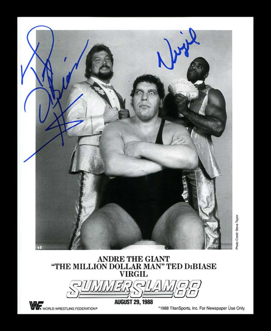 Ted Dibiase & Virgil Pose 3 Dual Signed Photo COA