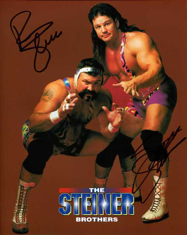 The Steiner Brothers (Scott & Rick) Pose 2 Dual Signed Photo COA