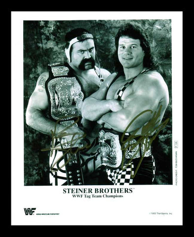 The Steiner Brothers (Scott & Rick) Pose 3 Dual Signed Photo COA