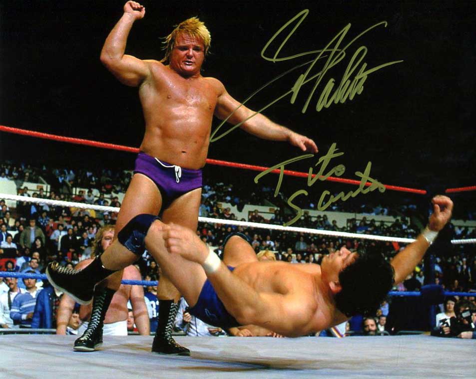 Greg Valentine & Tito Santana Dual Signed Pose 2 Photo COA