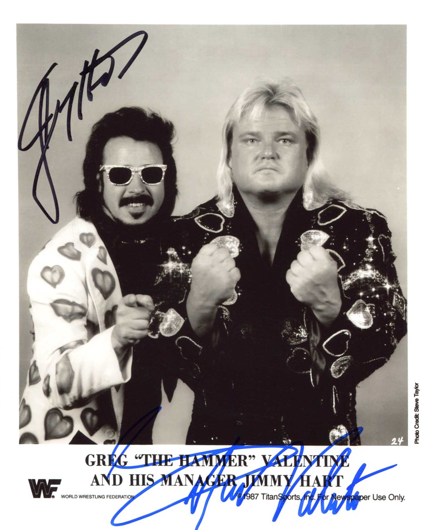 Greg Valentine & Jimmy Hart Dual Signed Photo Pose 1 COA