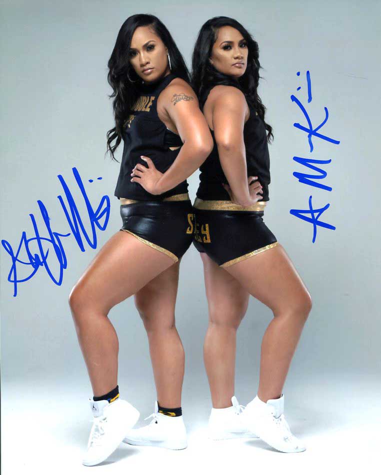 MK Twins (Steff Ashley Manukainiu) Tonga Twins Pose 2 Signed Photo COA