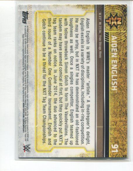 Aiden English Topps Chrome 2015 Rookie Signed COA