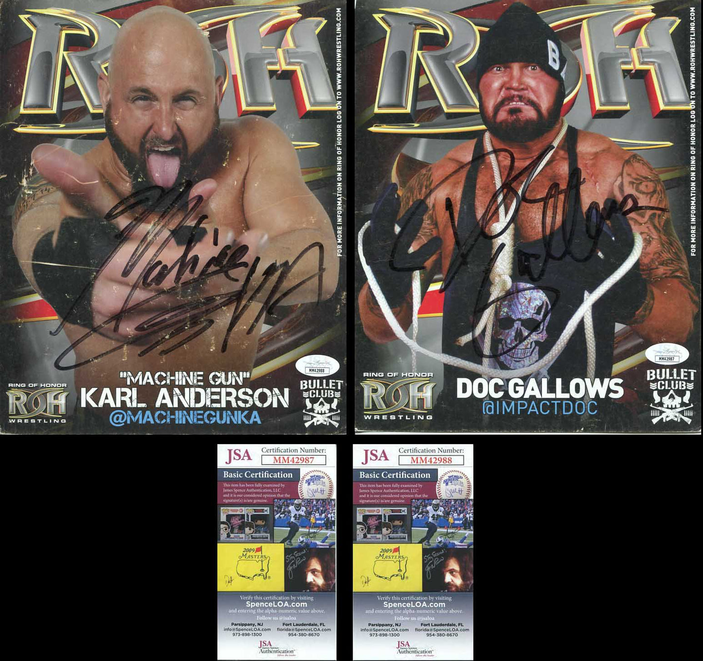 Luke Gallows & Karl Anderson Official ROH Promos Signed Photo JSA COA