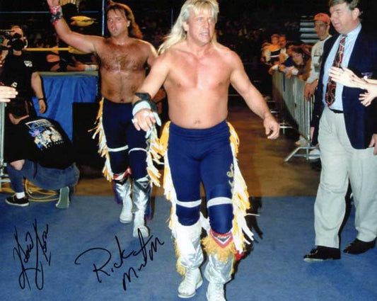 Rock N Roll Express Robert Gibson & Ricky Morton Pose 3 Signed Photo COA