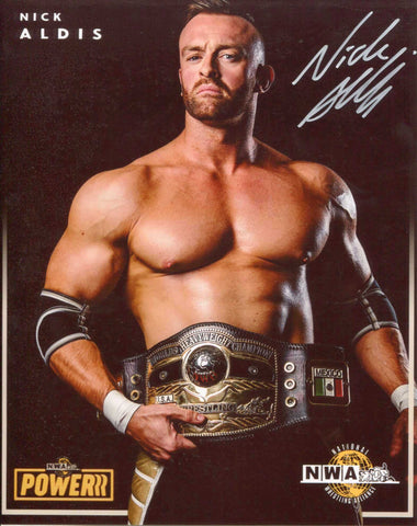Nick Aldis NWA Belt Signed Photo COA