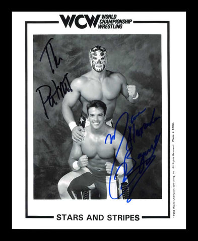 Stars and Stripes The Patriot & Marcus Alexander Buff Bagwell B&W Dual Signed Photo