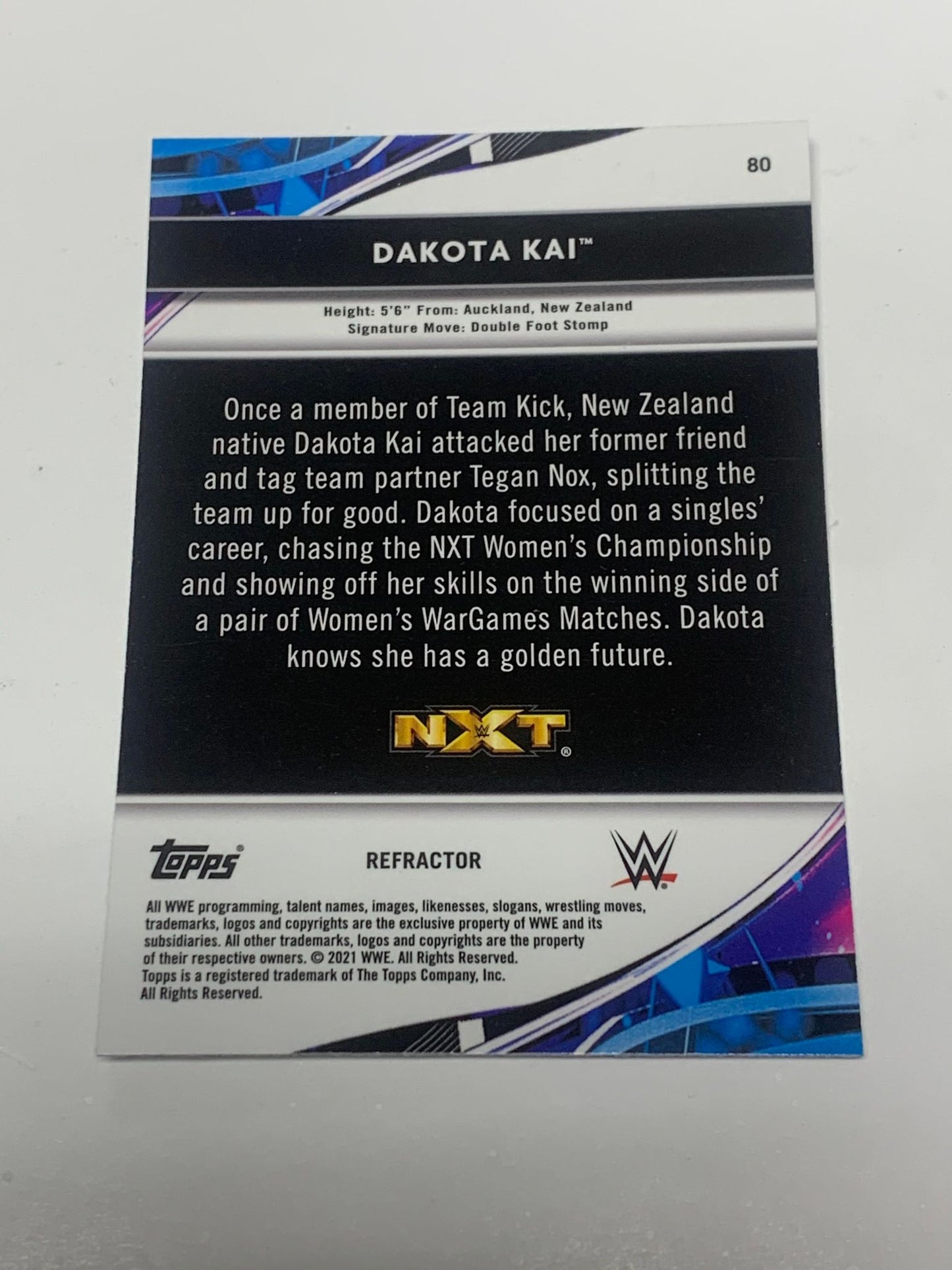 Dakota Kai 2021 WWE Topps Finest REFRACTOR #80