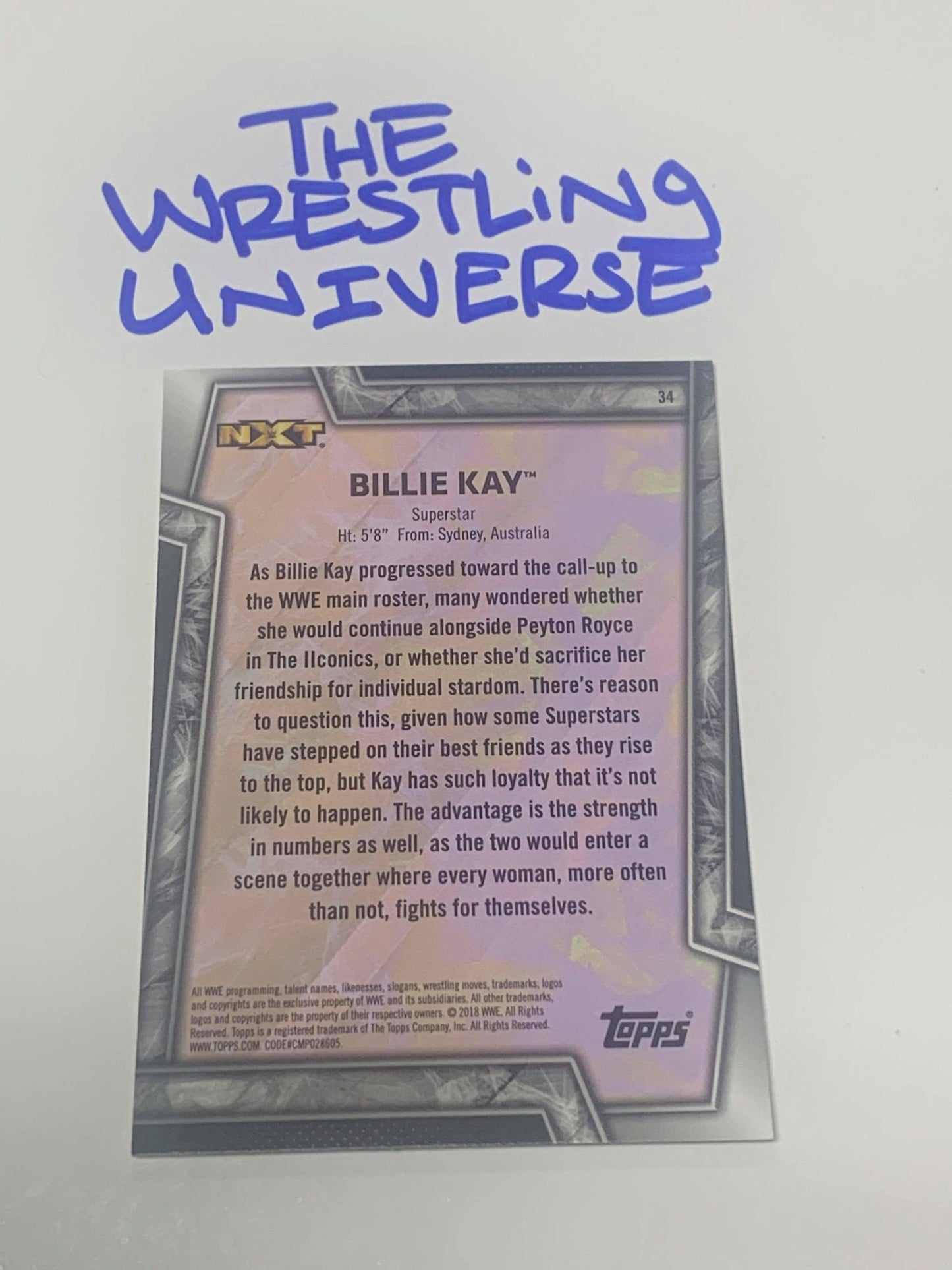 Billie Kay WWE 2018 Topps Rookie #34