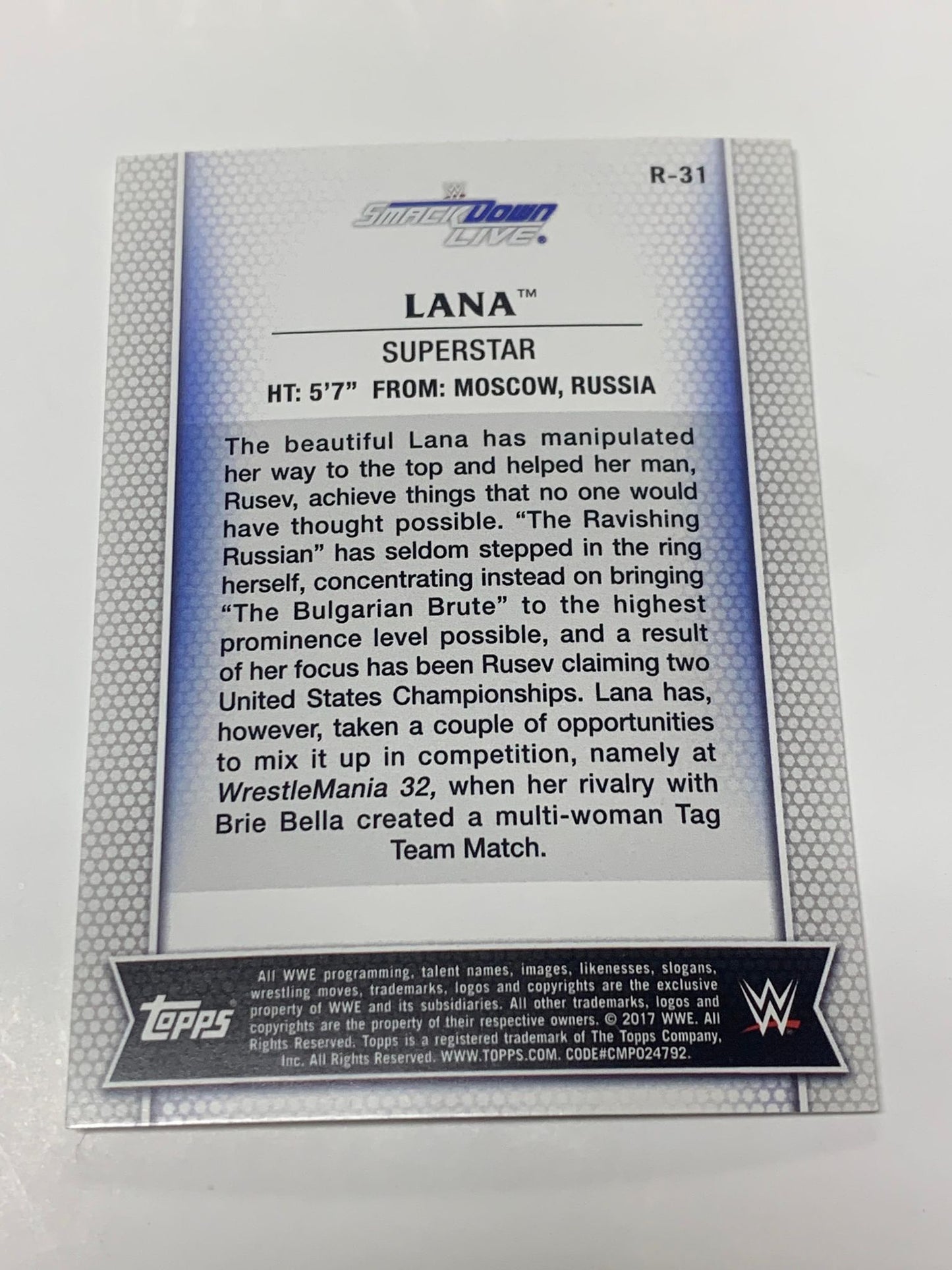 Lana 2017 WWE Topps Card #R-31