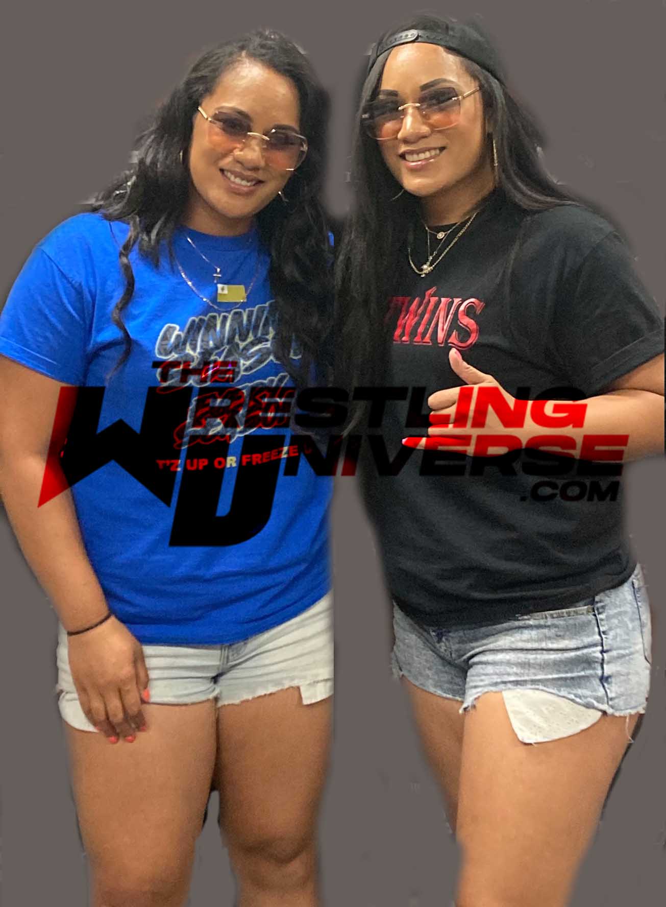 MK Twins (Steff Ashley Manukainiu) Tonga Twins Pose 2 Signed Photo COA