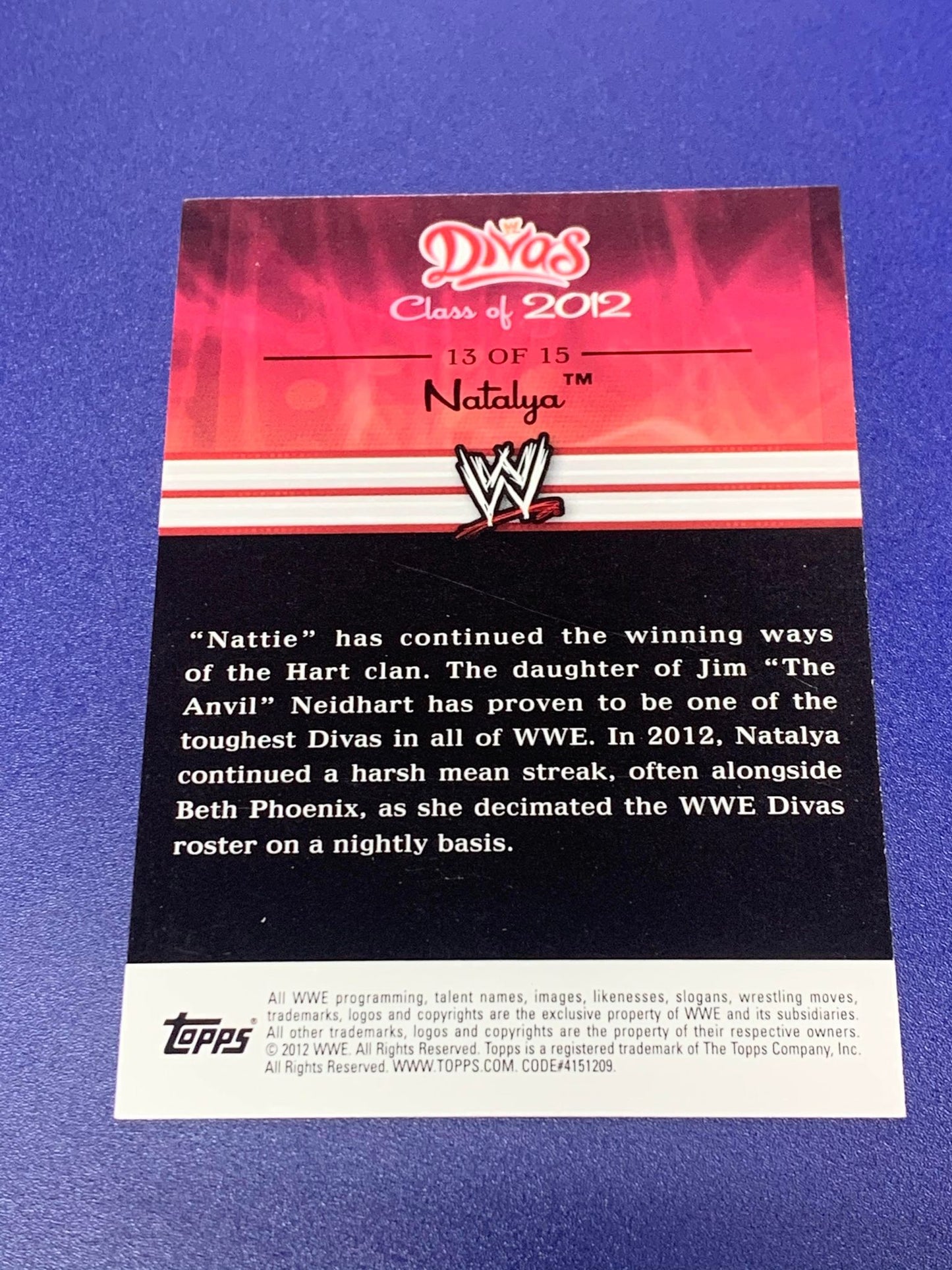 Natalya 2012 Topps Divas Card #13