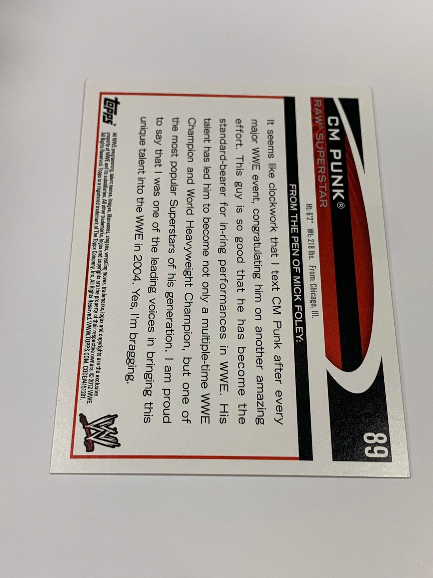 CM Punk 2013 WWE Topps Card #8