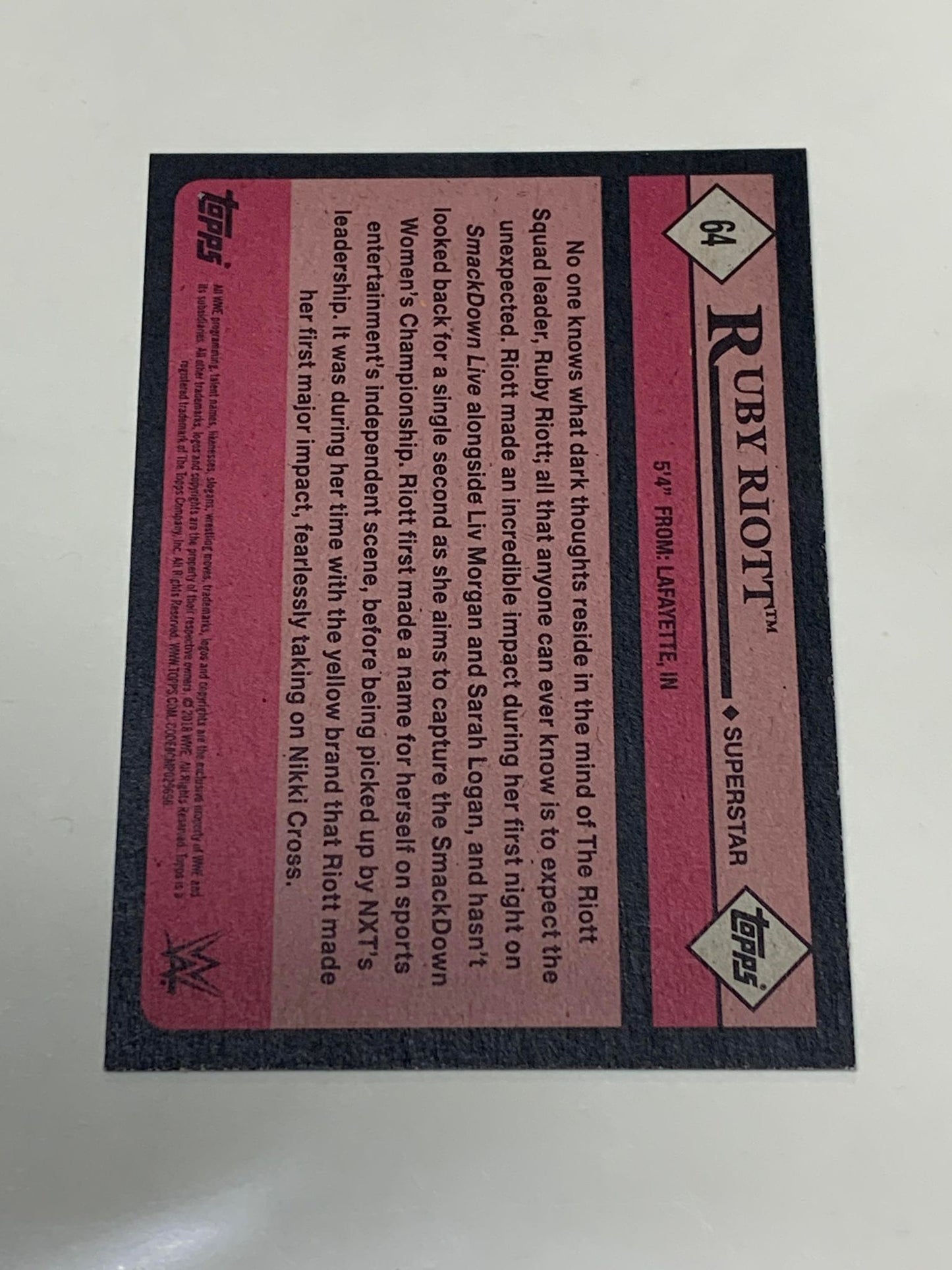 Ruby Riott 2018 WWE Topps Rookie Card #64