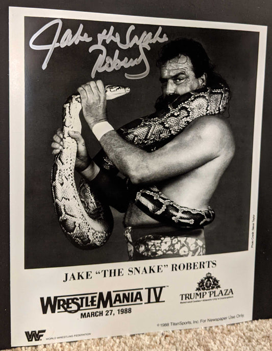Jake The Snake Roberts Pose 3 Signed Photo COA
