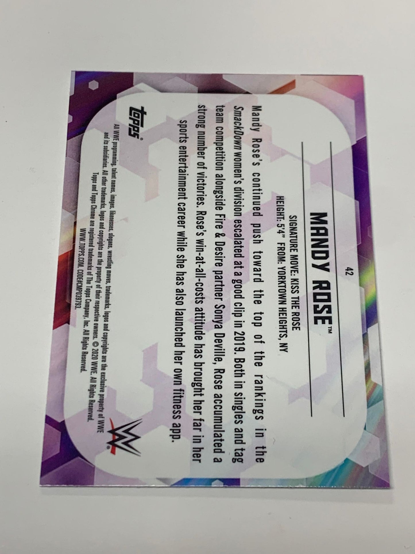 Mandy Rose 2020 WWE Topps Chrome Card #42