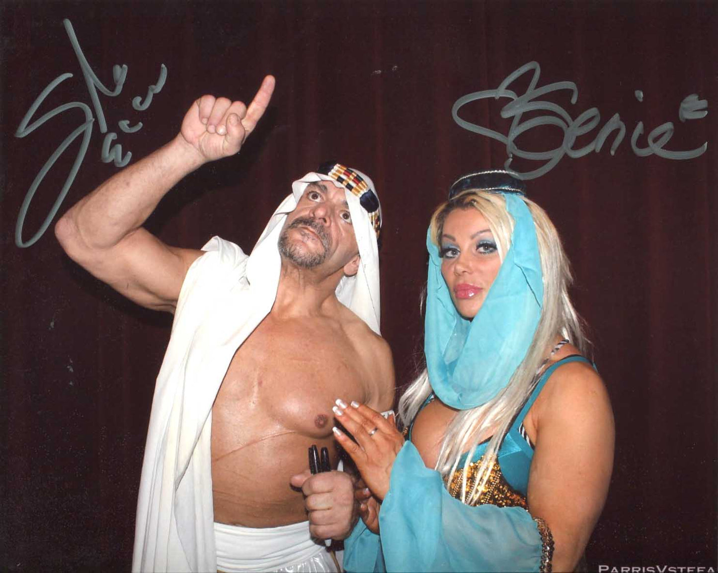 Sabu & Super Genie Dual Signed Pose 1 Photo COA