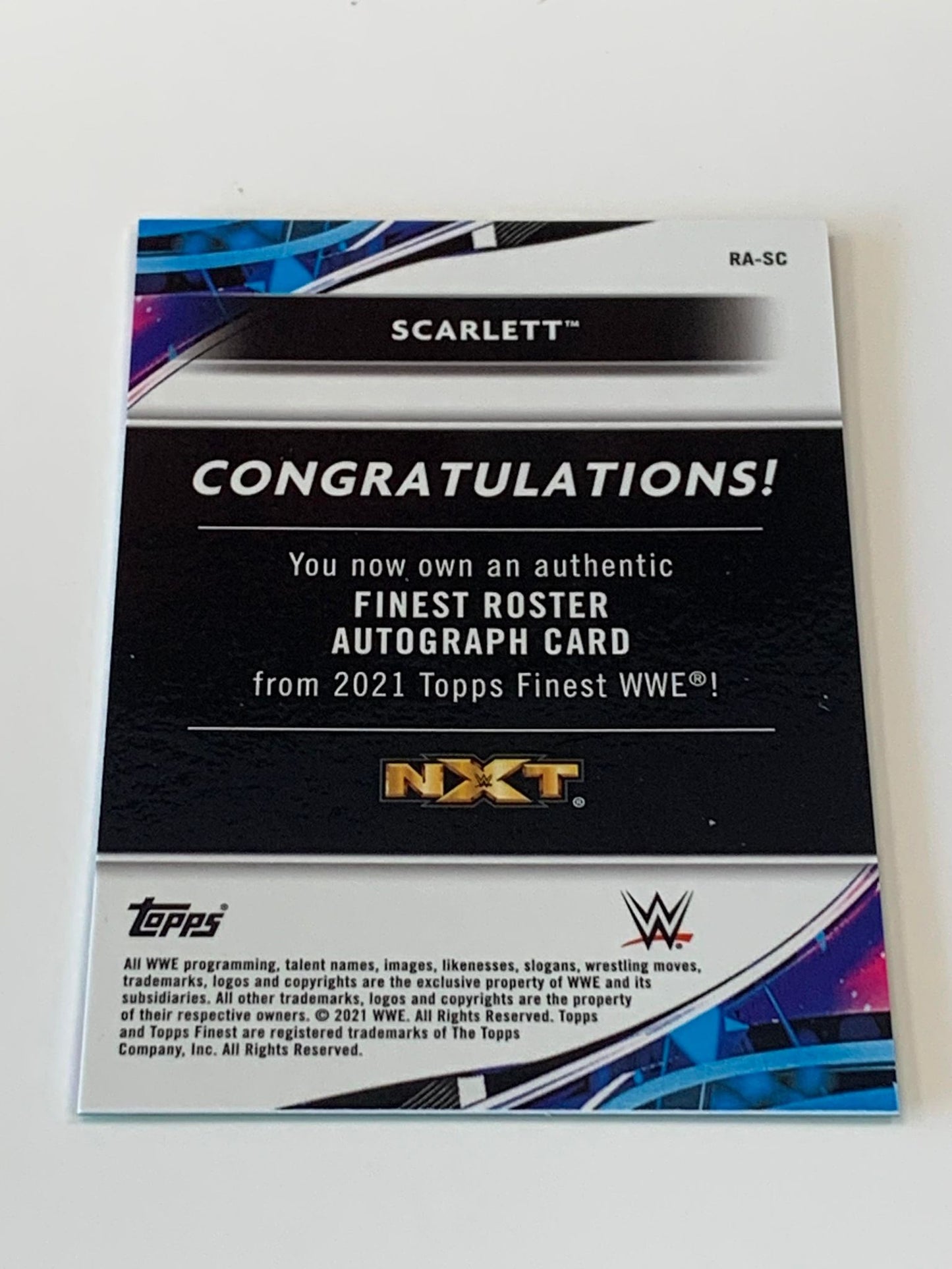 Scarlett 2021 WWE Topps Finest GREEN REFRACTOR AUTO #/99