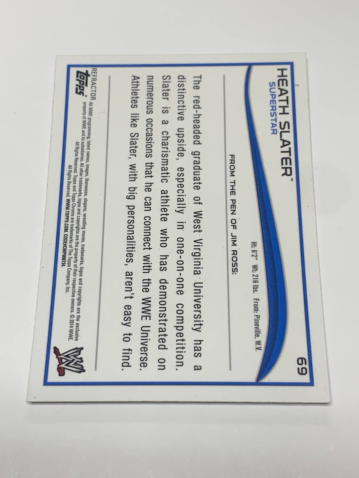 Heath Slater 2014 WWE Topps Chrome REFRACTOR Card #69