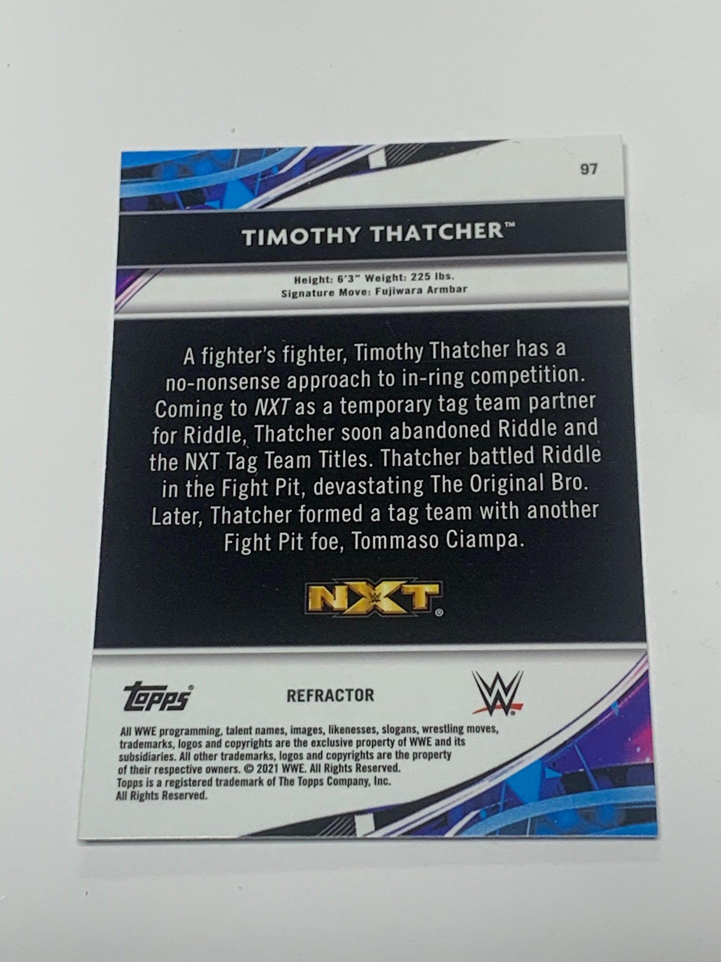 Timothy Thatcher 2021 WWE Topps Finest RC REFRACTOR #97