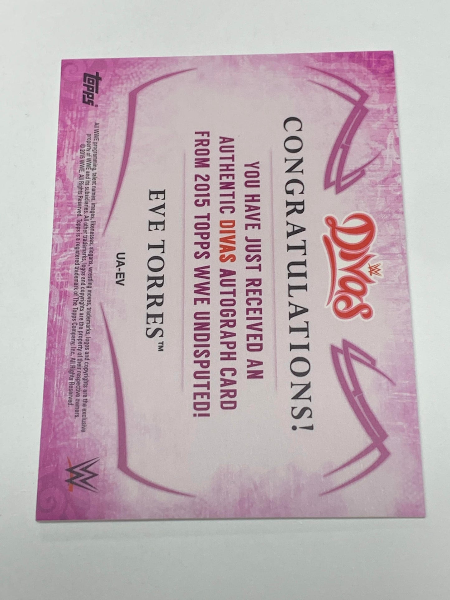 Eve Torres 2015 WWE Topps Undisputed Authentic Divas Signed