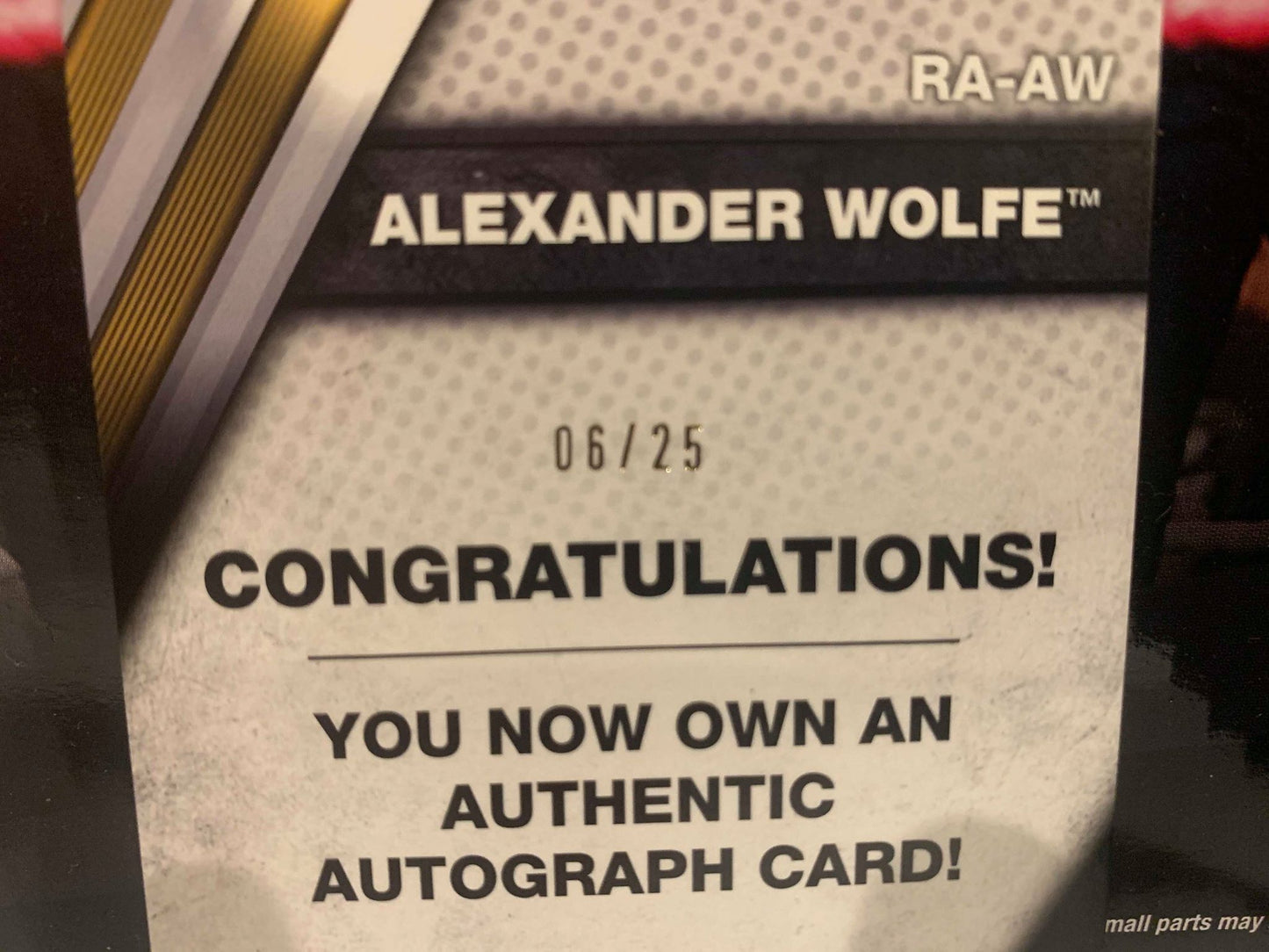 Alexander Wolfe 2017 Topps WWE NXT SIGNED Card #/25